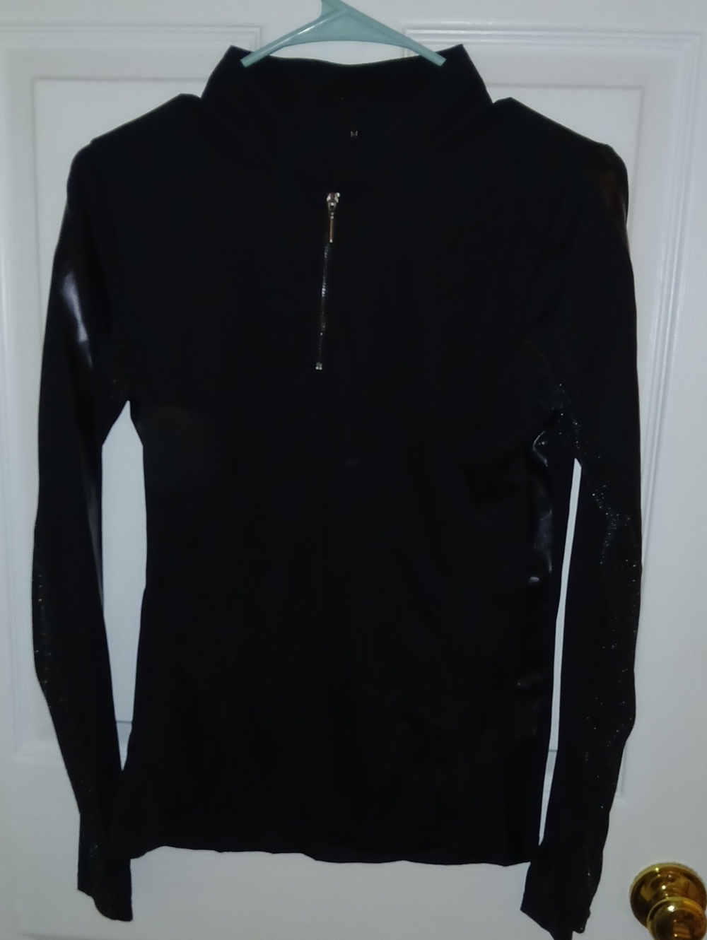 Black V-Neck Half-Zip Women's Sweater